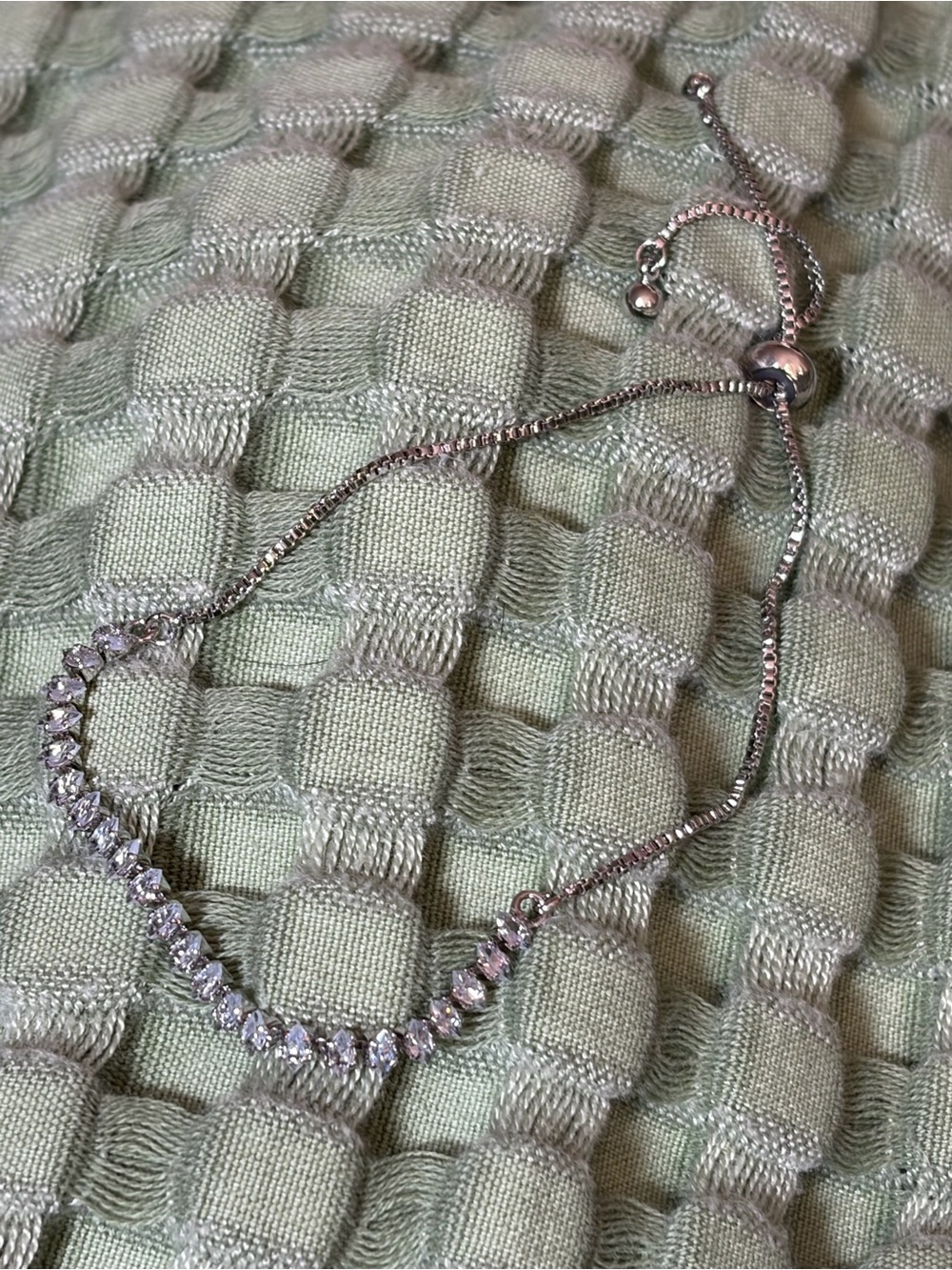 Marquise Crystal Silver Tone Adjustable Bolo Tennis Bracelet